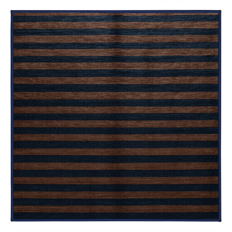 Tapis gris à rayures horizontales lavable à la machine, Carré 5 pi