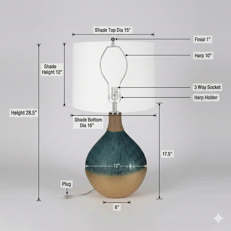 Lampe de table en verre D16x28,5 "