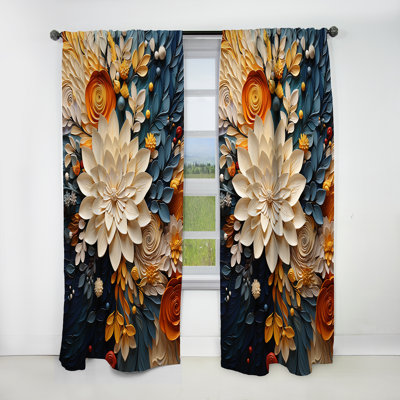 Rideau orange occultant orange et bleu sarcelle tourbillon IV - Abstract Botanicals