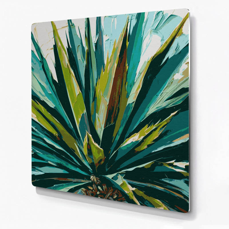 Yucca botanique vert, art mural en métal, 32" H x 32" W