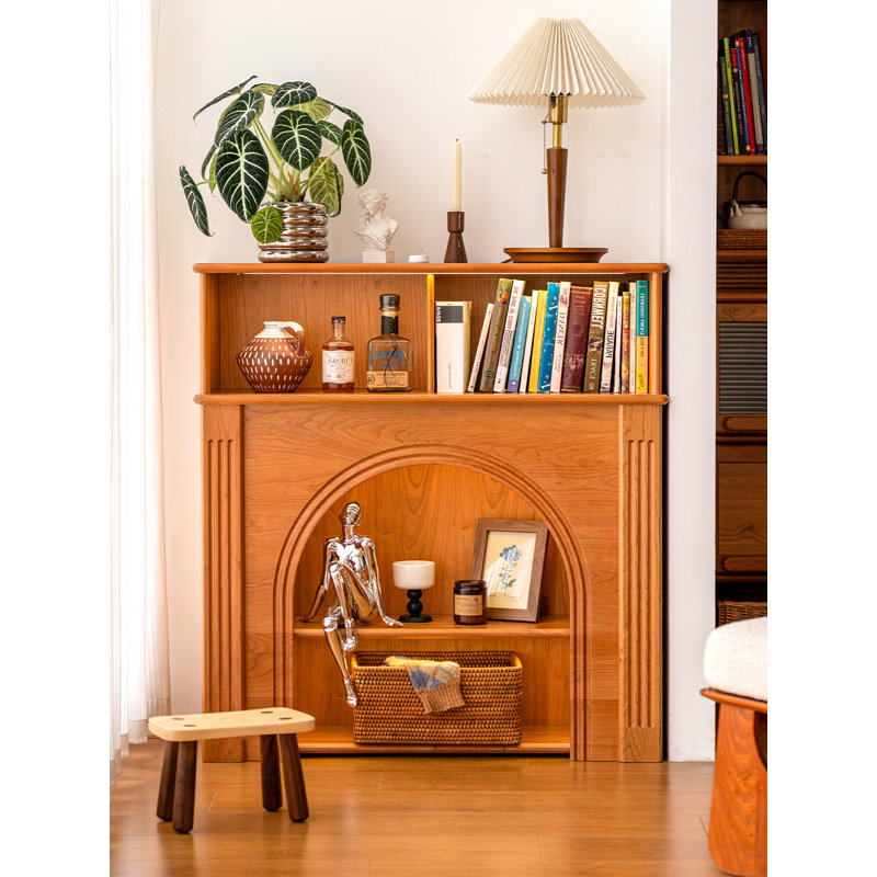 Modern log style solid wood open bookcase