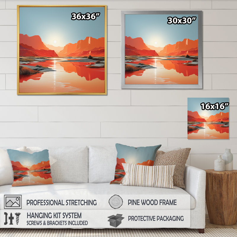 «Bold Sunrise Horizon II», reproduction, H 24 po x l 24 po x P 1 po, Cadre naturel flottant