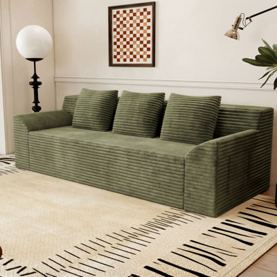 Canapé 71 po en velours côtelé 71 po, sans siège avec capitonnage profond et dossier haut ergonomique, causeuse multi-scène pour salon