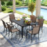 6-Person Rectangular Patio Dining Set With Stackable Textilene Chairs