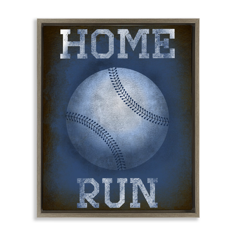 Cadre flottant bleu marine Home Run, design par Marcus Prime, Cadre flottant orme Montalcino, H 31 po x l 25 po