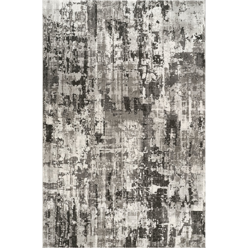 Andrew Gray & Ivory Abstract High-Low Modern Rug, 8'9" x 11'10", Gray/Ivory
