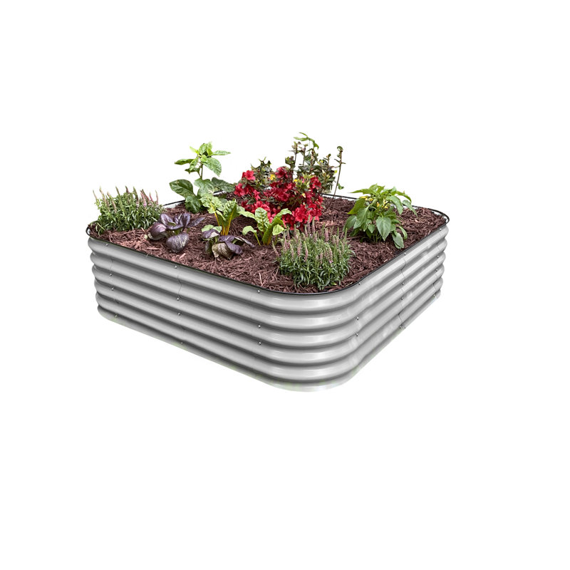 Lit de jardin surélevé en métal VegHerb, Ivoire / blanc