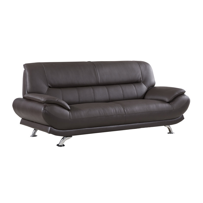 Holbrooke 83'' Faux Leather Sofa, Dark Chocolate Faux Leather