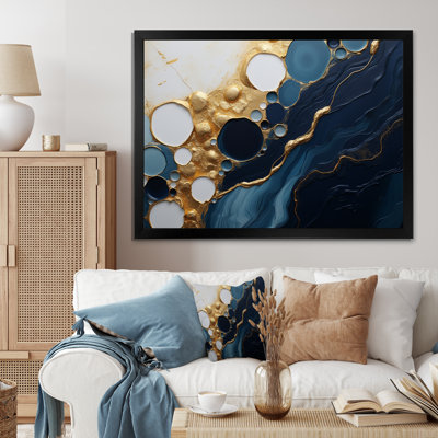Gold And Blue Marble Essence Magic I - Marble Wall Decor