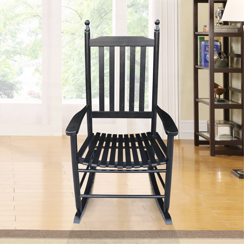 Wooden Porch Rocker Chair  BLACK, Without Mat, Black