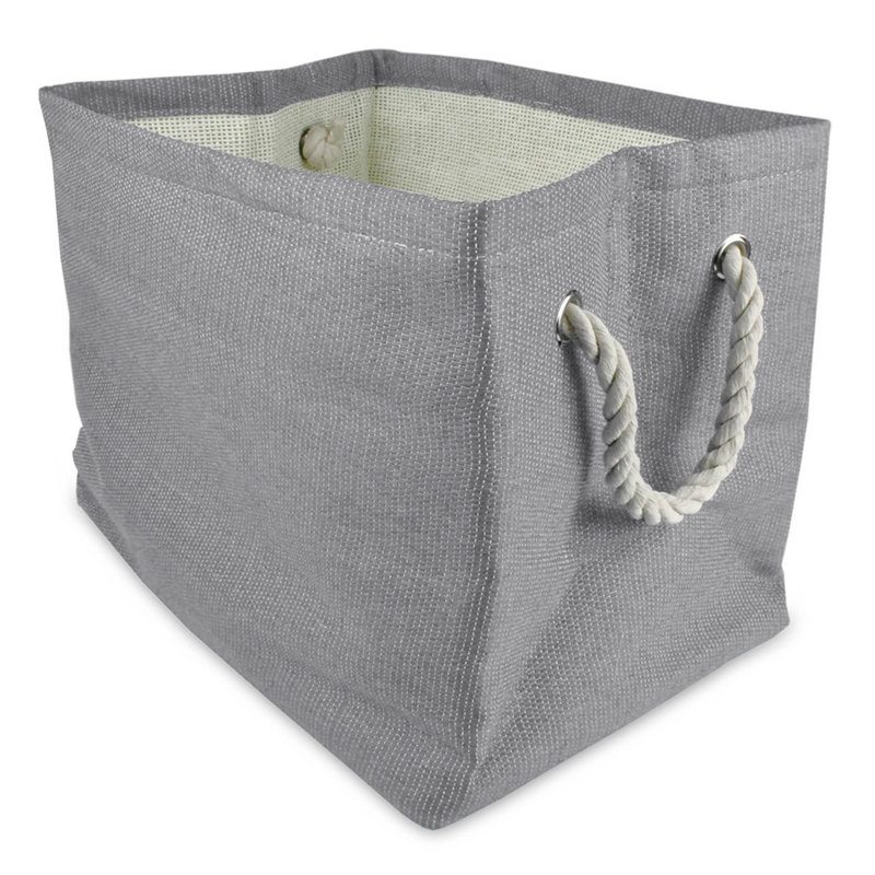 Gracie Oaks Collete Fabric Bin, 12" H x 12" W x 17" D, Grey