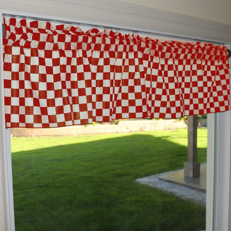 Cantonnière à damier, L 58 po x L 20 po, Red/White