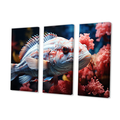 Ensemble de salon mural art mural corail et poisson monochrome