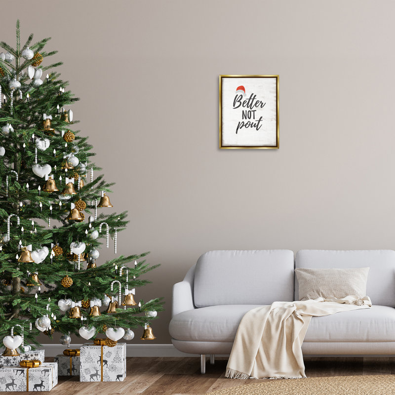 Cadre flottant Festive Better Not Pout, design par Lauren Rader, H 21 po x l 17 po, Cadre flottant métallique doré