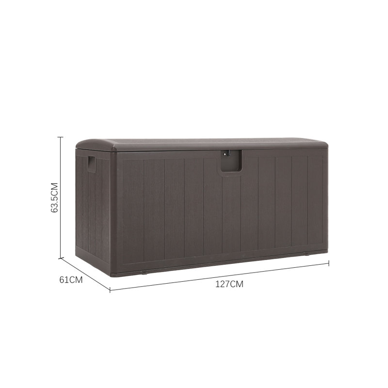 Garden Sanctuary 127cm W 477L Plastic Lockable Deck Box, Brown