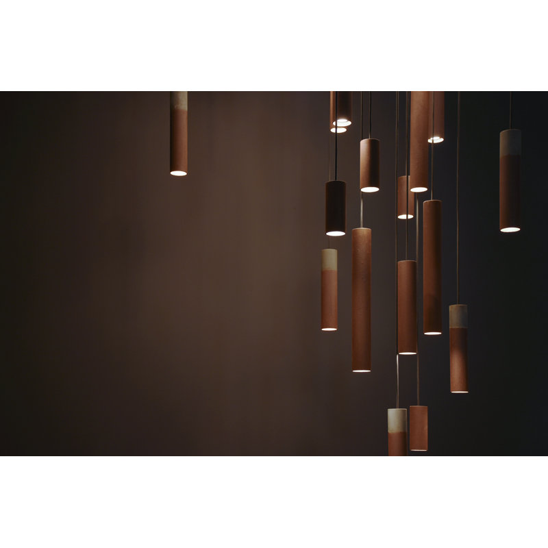 Roest Industrial Steel Pipe Pendant Light, 6" H x 2.5" W x 2.5" D, Natural Rust