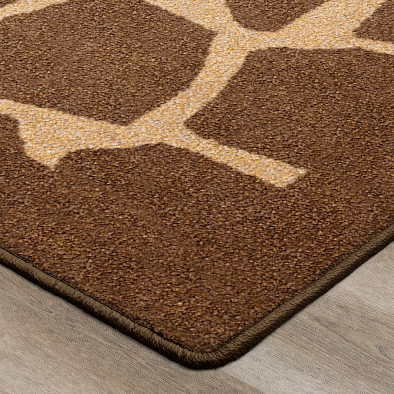 African Plains Natural Giraffe, Brown/White, Rectangle 2'8" x 3'10"