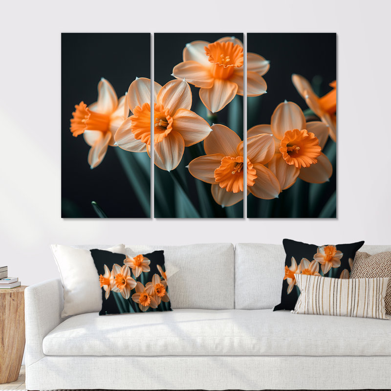 Gaige - Jonquilles, ensemble de reproductions d'art mural, Toile tendue, H 40 po x l 60 po x P 1 po