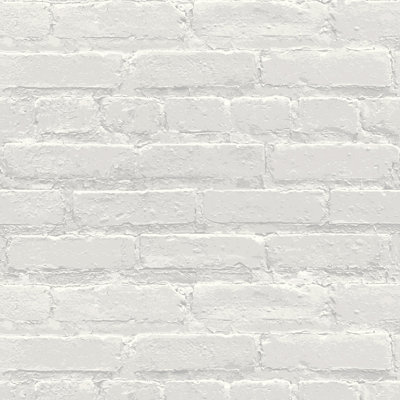 Papier peint peint en brique blanche