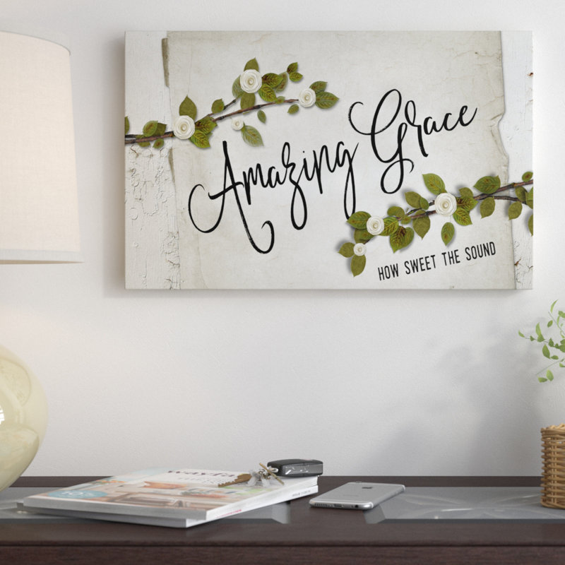 «Amazing Grace Floral», art textuel sur toile, H 12 po x l 19 po