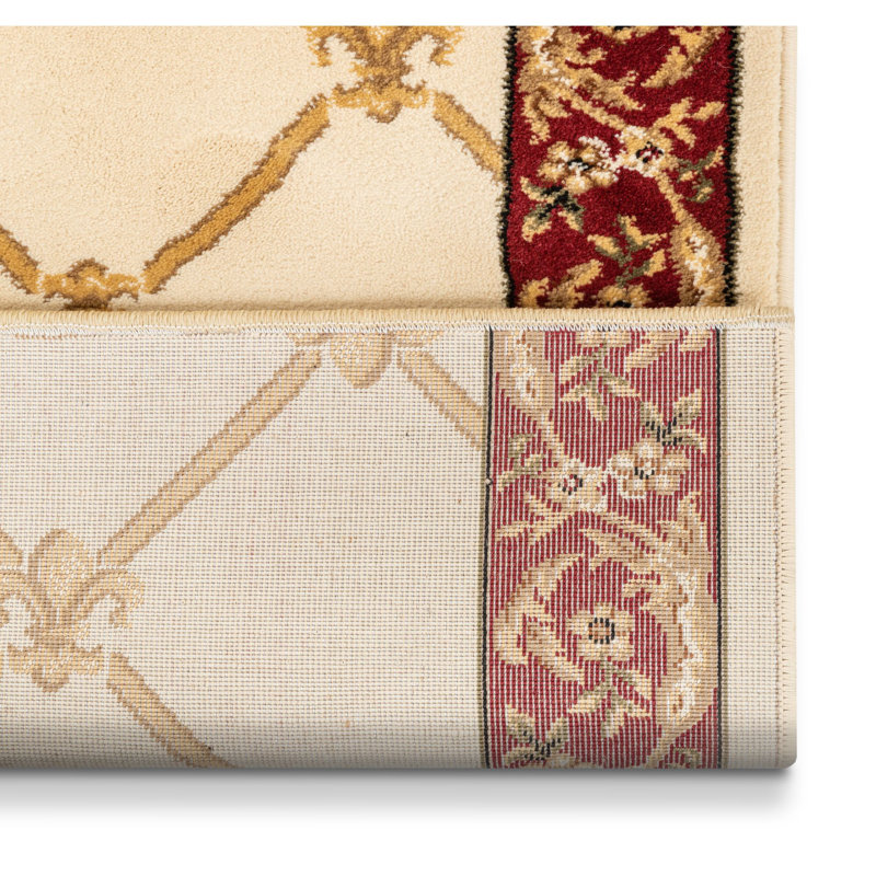 Ginter Fleur De Lis Ivory Custom Size Hallway Stair - Traditional Trellis Carpet, Runner 2'7" x 18'