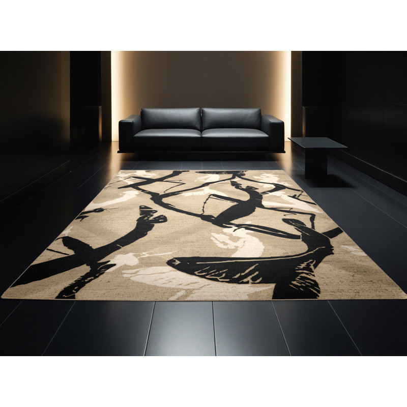 Machine Washable Peirsen Praying Mantis Traditional Trellis Rug in Brown – Beige Binding, 5x8
