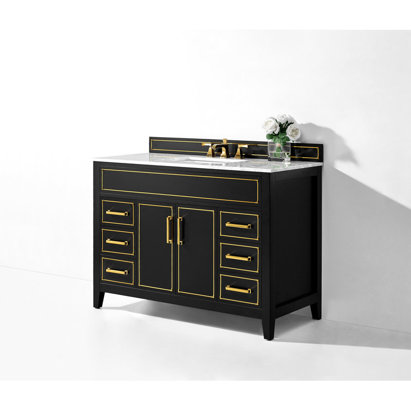 Aspen 48'' W Vanity, Black Onyx, Gold