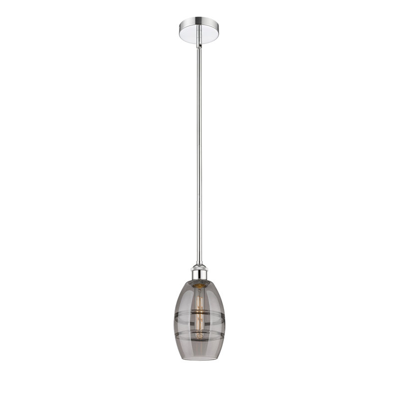 Mini-luminaire suspendu avec tige 10 "Edison Bettylou - 616-G557, H 7,63 po x l 5,88 po x P 5,88 po, Gris fumée clair