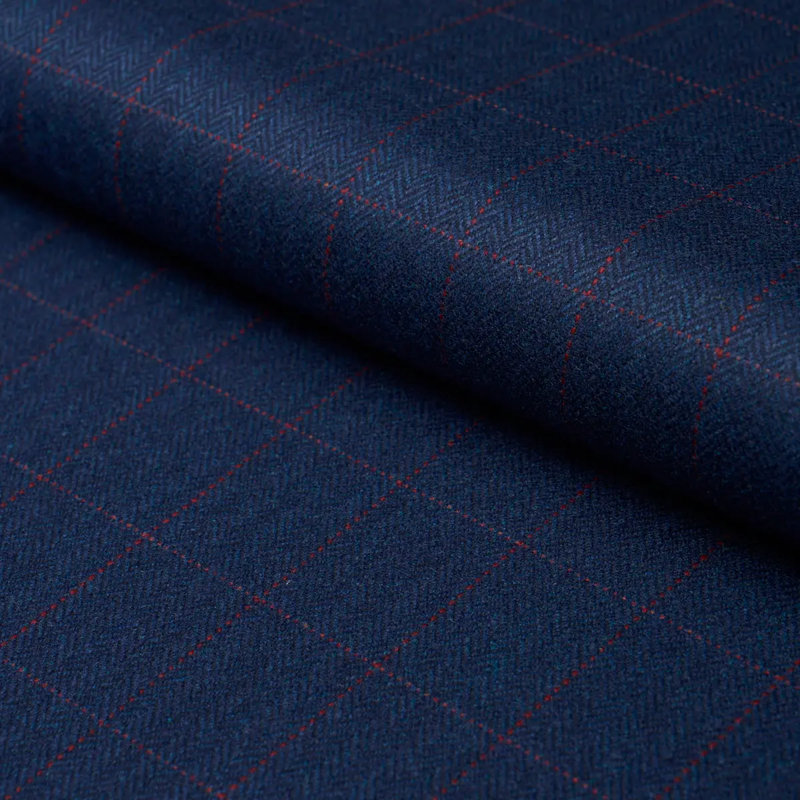 Schumacher x Patterson Flynn Thompson Merino Windowpane Fabric, Navy