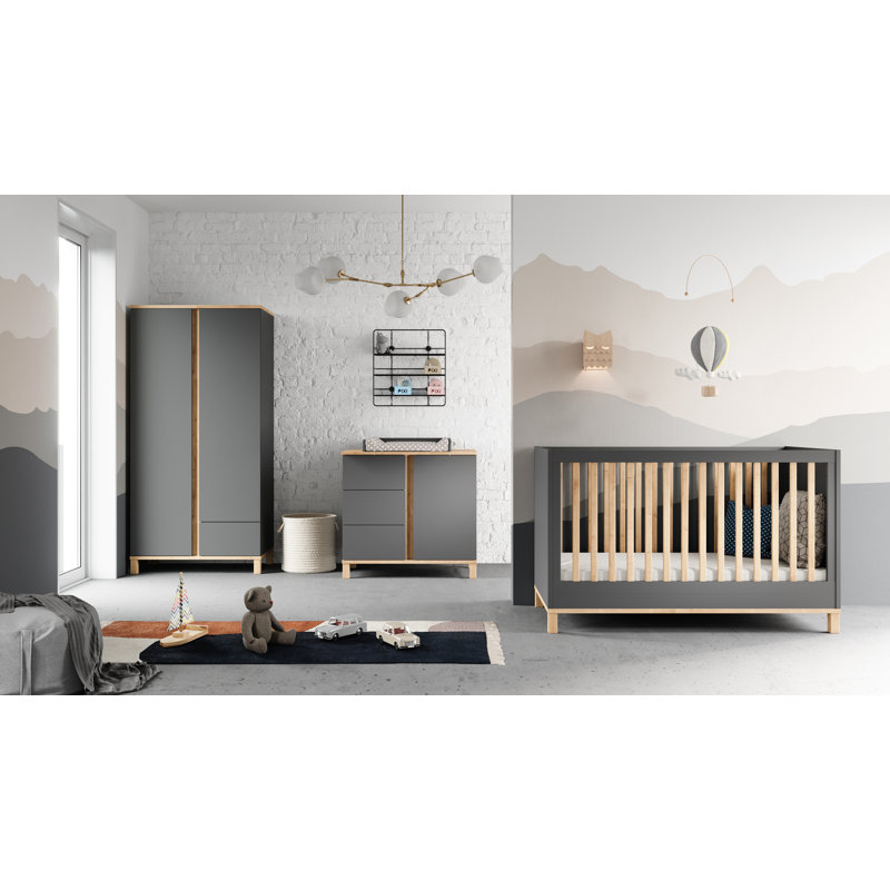 Cornett Cot Bed, Graphite/Oak