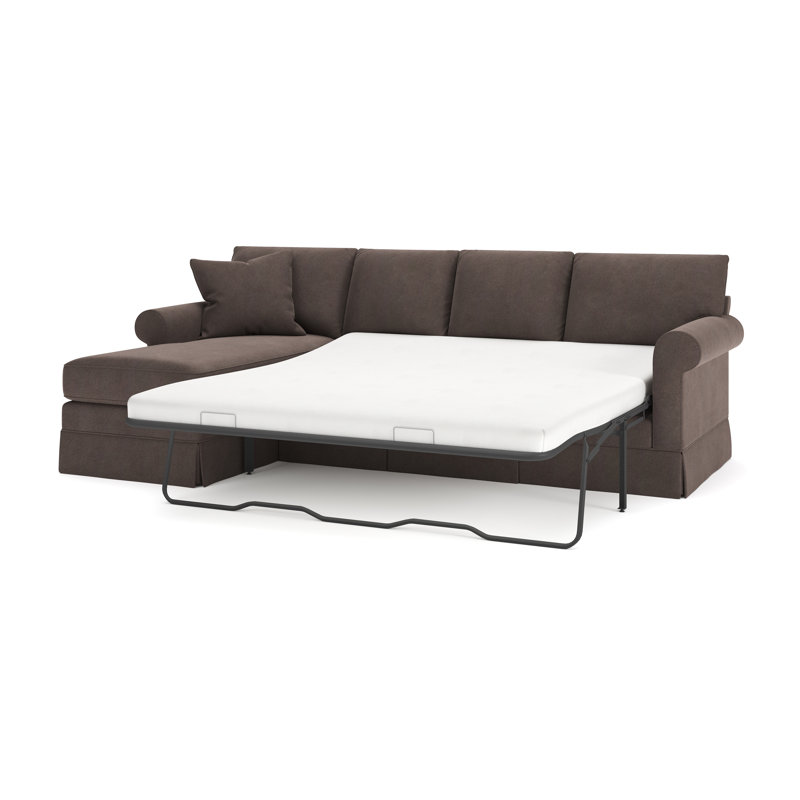 Friedman 2 - Piece Upholstered Sleeper Sectional, Left Hand Facing, Bella Ash Performance Velvet