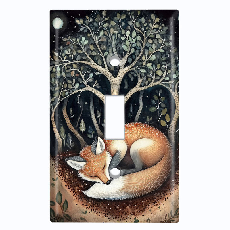 Couvre-interrupteur en métal pour plaque d'interrupteur à bascule taille standard 1 - Fox endormi, # 1 à bascule simple
