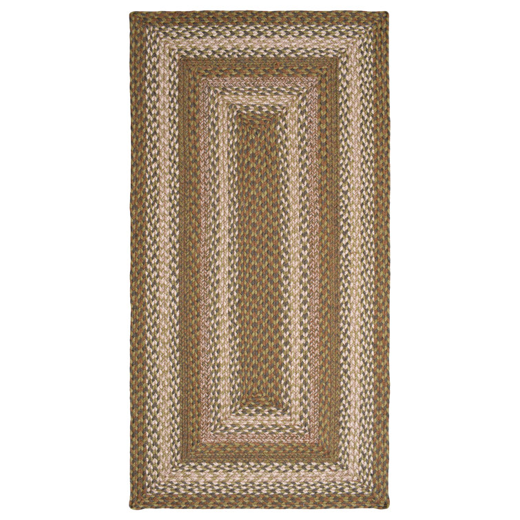 Bryiana Farmhouse Braided Jute Green Area Rug