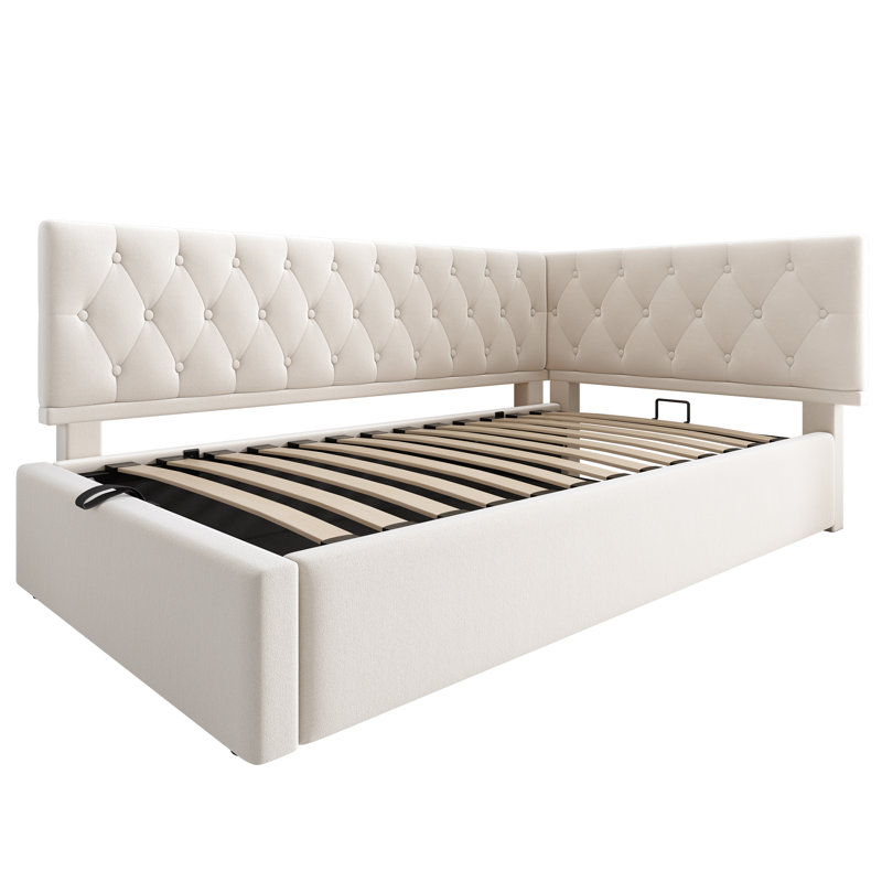 3ft Storage Bed Daybed Velvet, Beige