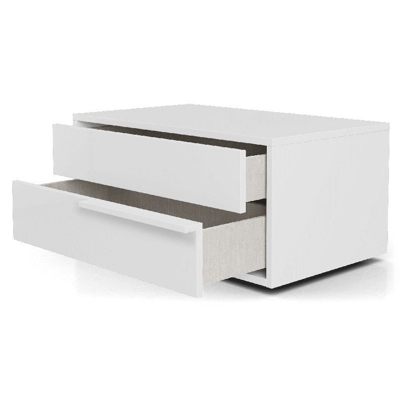 Jane 2 - Drawer Nightstand, Glossy White, Left