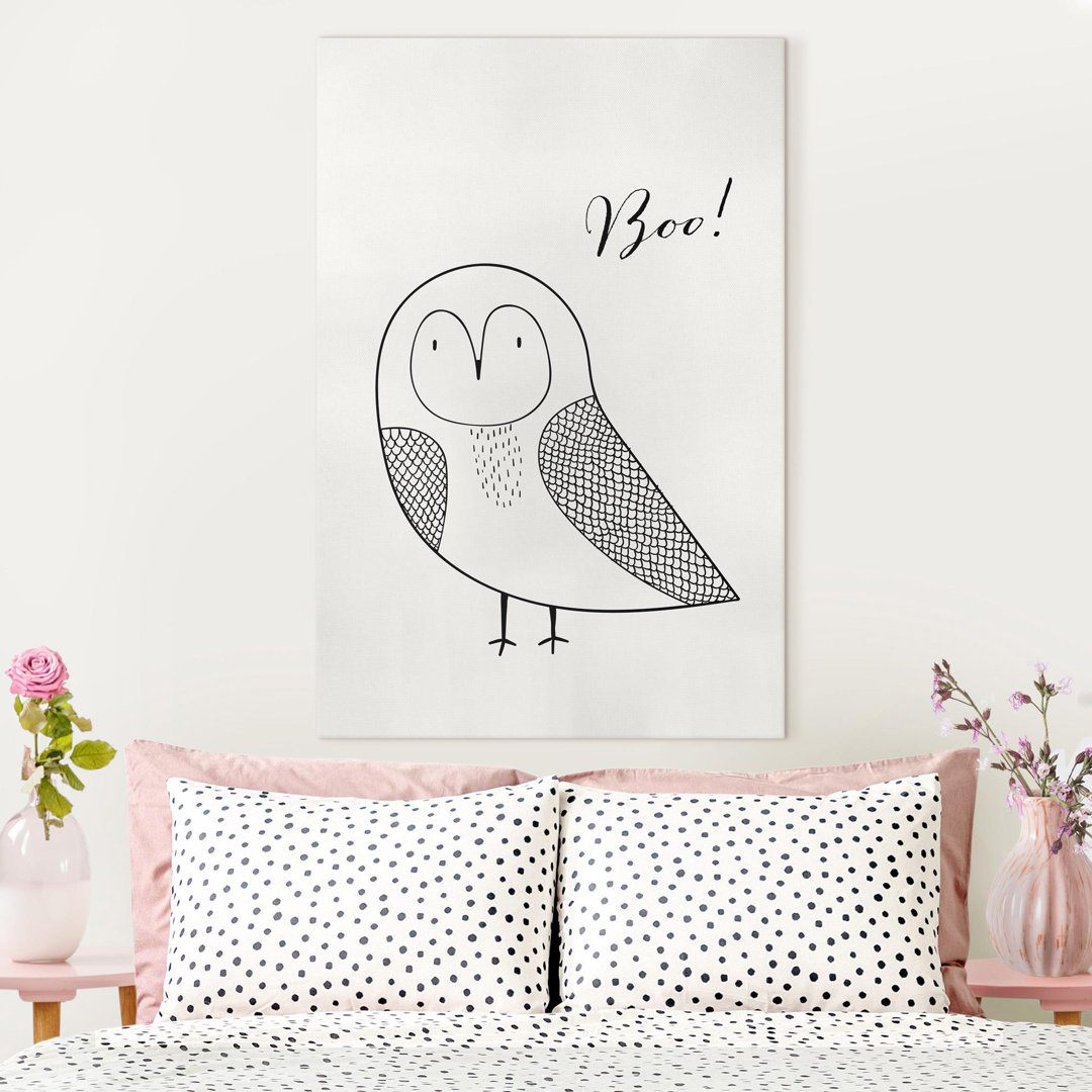 Leinwandbild Owl Boo Drawing von Boris Draschoff