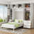 Hajriz Bed with Lockers and Wardrobes, With installation video, White-487848570