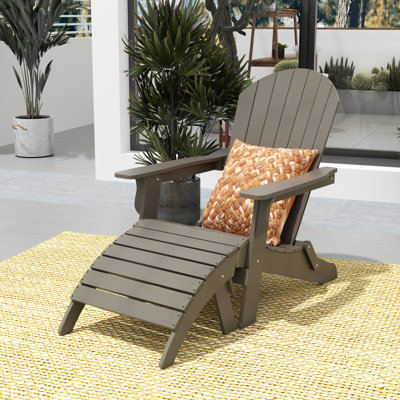 Arrlo Foldable Outdoor Adirondack Chair With Ottoman
