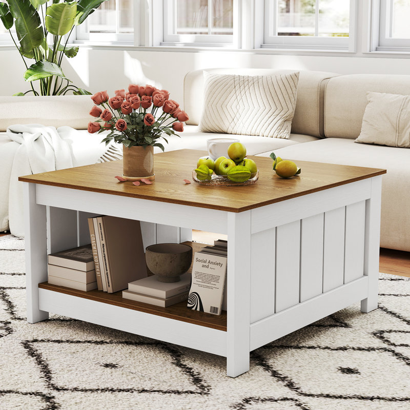 Table basse avec tablette de rangement Farmhouse Rustic