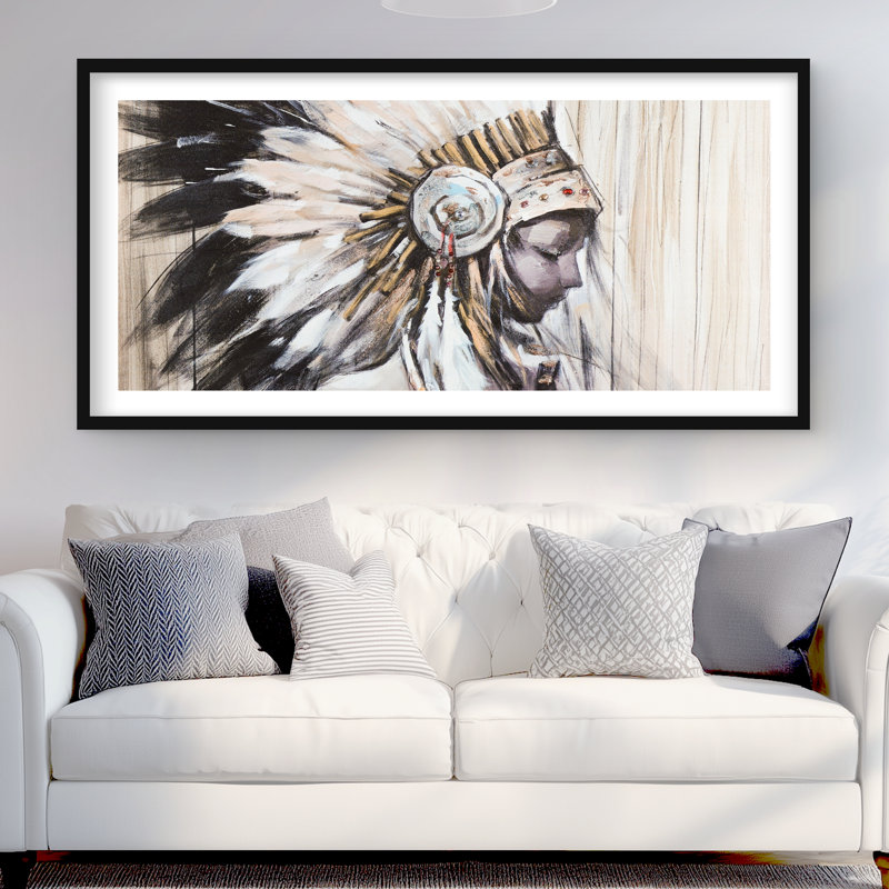 «Indian Chief Coiffe», reproduction encadrée | Décoration de chambre à coucher, Noir