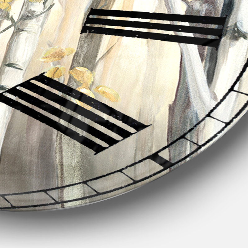 Horloge murale traditionnelle Golden Birch Forest I, Grand
