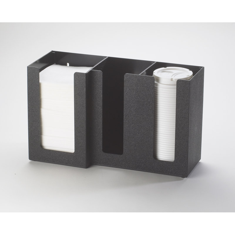 Rangement classique à 3 sections pour tasse, couvercle et serviette, Noir