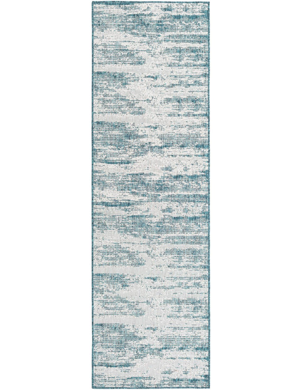 Outdoor Iris Area Rug Blue-Green Color, Runner 2' x 7'10"