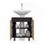 Armoire sous l'évier avec deux portes et tablettes de rangement intérieures, arrière découpé, 22 po de largeur, rangement de salle de bain moderne, noir, chêne naturel-795050755