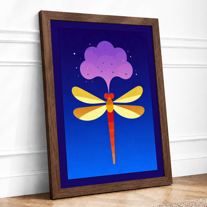 Dragonfly In Twilight Modern - Print, Walnut, A1 - 84.1 x 59.4 cm