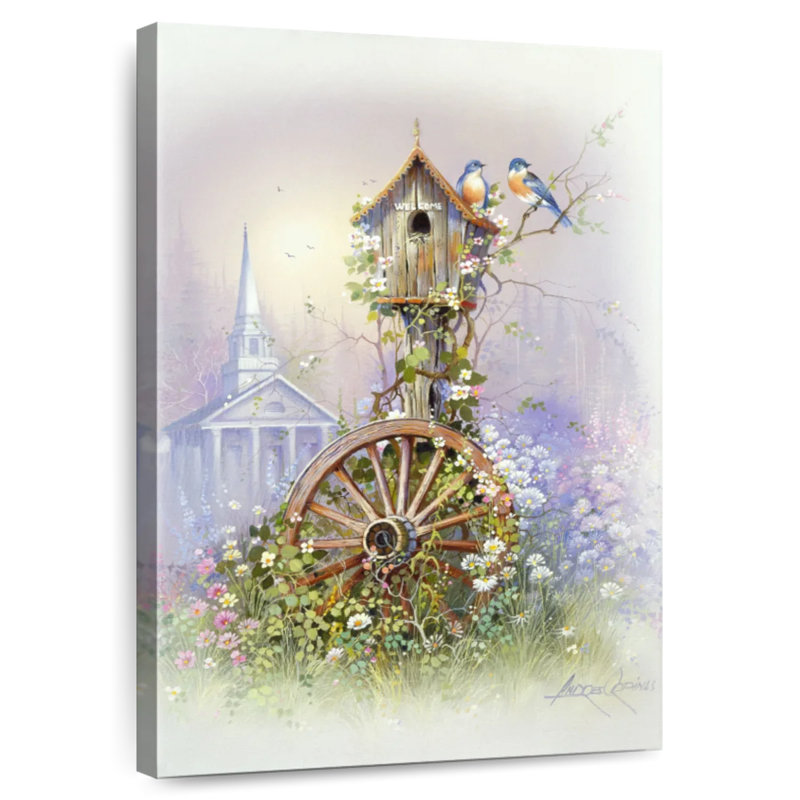 Brampt Bird House Wagon Wheel, 36" H x 24" W