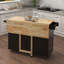 Îlot de cuisine avec porte-épices, porte-serviettes et table extensible en bois massif