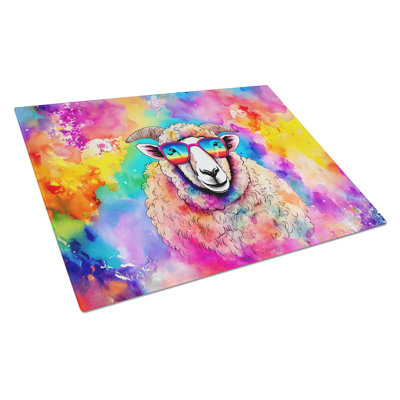 Hippie Animal Sheep Glass Cutting Board