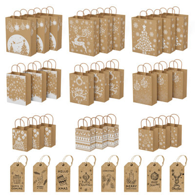 24 pièces de sacs-cadeaux de Noël en vrac avec poignées