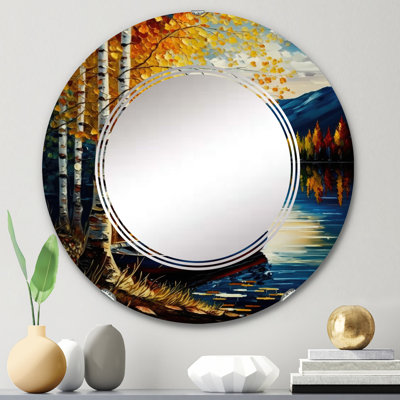 Petit miroir mural Omeda sur un lac en automne II - Lake House Cottage